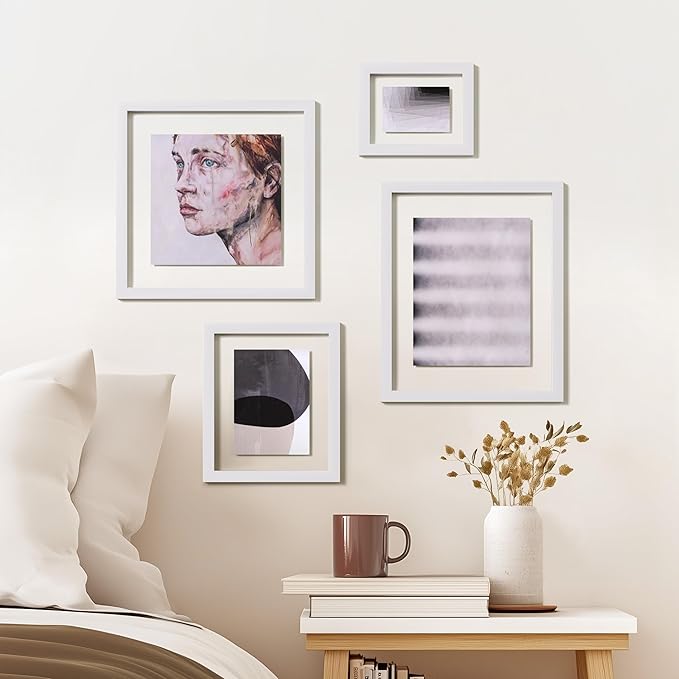eletecpro 5x7 White Floating Picture Frames Set of 2, Real Double Glass Picture Frames for Wall Mount, Vertical or Horizontal Display Multi-Size Photos and Artworks up to 5 x 7 Inches, Home Decor