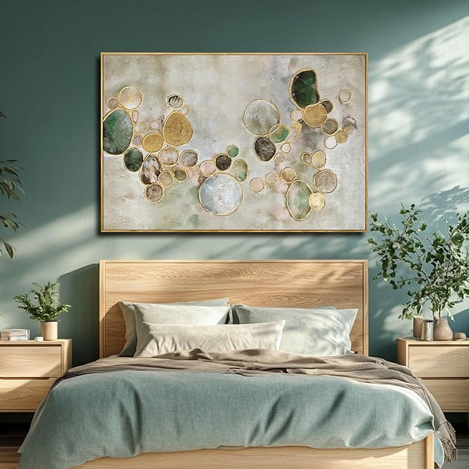 YJYart Gold Line Home Wall Decor Abstract Wall Art Neutral Canvas Artwork 32"x48" Decorations for Bedroom Large Paintings for Living Room