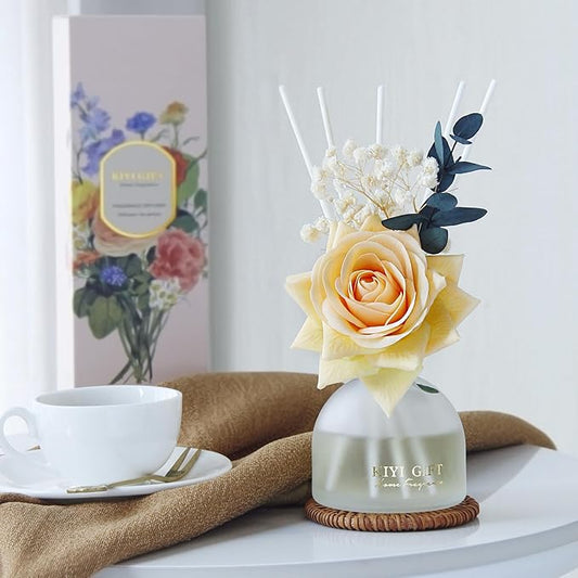 Reed Diffuser Set,4.06 oz Scented Diffuser with 6 Sticks,Home Fragrance,Reed Diffuser for Bathroom Shelf Decor (Gardenia White Tea)