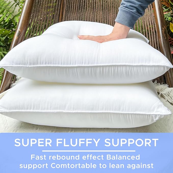 16x16 Outdoor Pillows,Pack of 2 Water Resistant Waterproof Pillow Inserts Decorative Stuffer for Sofa Patio Balcony Garden