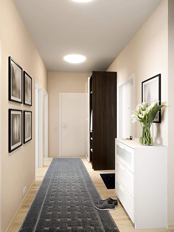 31 FT Long Non Slip Washable Carpet Runner Rug with Rubber Backing, Custom Floor Mat for Kitchen Hallway Stairs Bedroom Bathroom Entry, Anthracite Grey, Your Choice of Length