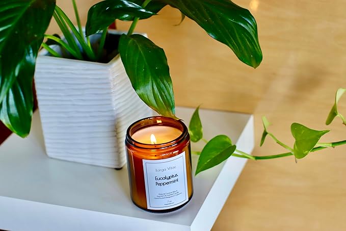 All-Natural Eucalyptus, Peppermint Aromatherapy Essential Oil Candle, Safe for People and Pets, Made with Pure Sustainable Organic Vegan Coconut Wax, Allergy Friendly, Non Toxic, Zero Waste