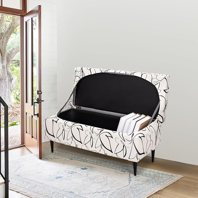 FUANGUI Ottoman Cover Stretch Storage Ottoman Bench Slipcover Printed Folding Storage Bench Ottoman Cover Footrest Stool Slipcover Footstool Protector Cover with Elastic Bottom, Large,84