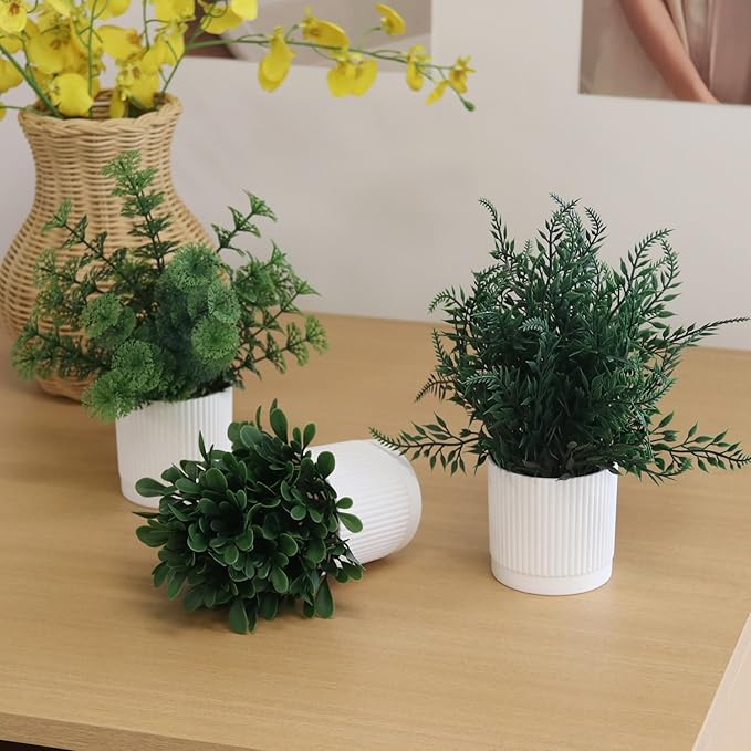 Fake Plants 3 Pack Fake Potted Plants Artificial Plants for Home Shelf Offices Table Home Decor