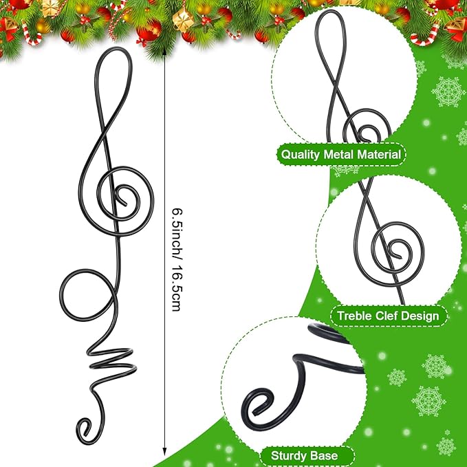 Lenwen Small Christmas Tree Topper Mini Treble Clef Wire Treetop Metal Musical Note Tree Topper for Music Themed Christmas Decorations