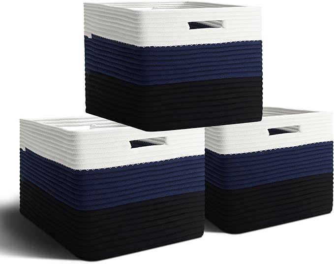Cube Storage Bins for Shelves, 3 Pack Storage Bins for Shelves, Foldable Fabric Baskets for Home, Toys, Bookshelf, Towels, Bathroom, Bedroom