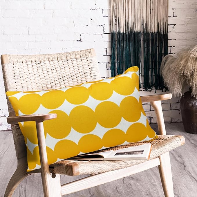Decorative Throw Pillow Covers Set of 2 Chrome Yellow Fashion Polka dot Pillow Covers 12x20 Inch Throw Pillow Cover Linen Pillowcase Farmhouse Outdoor Pillow Covers for Couch Sofa Bedroom