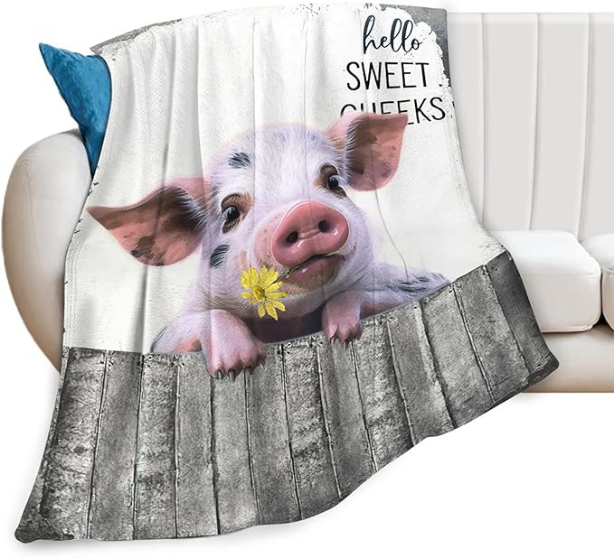Tijuboni Funny Pig Throw Blanket Pig Gifts for Girls Boys Women Men Kids Adults Soft Flannel Fleece Blanket for Couch Sofa Bed Home Decor 40"x50"