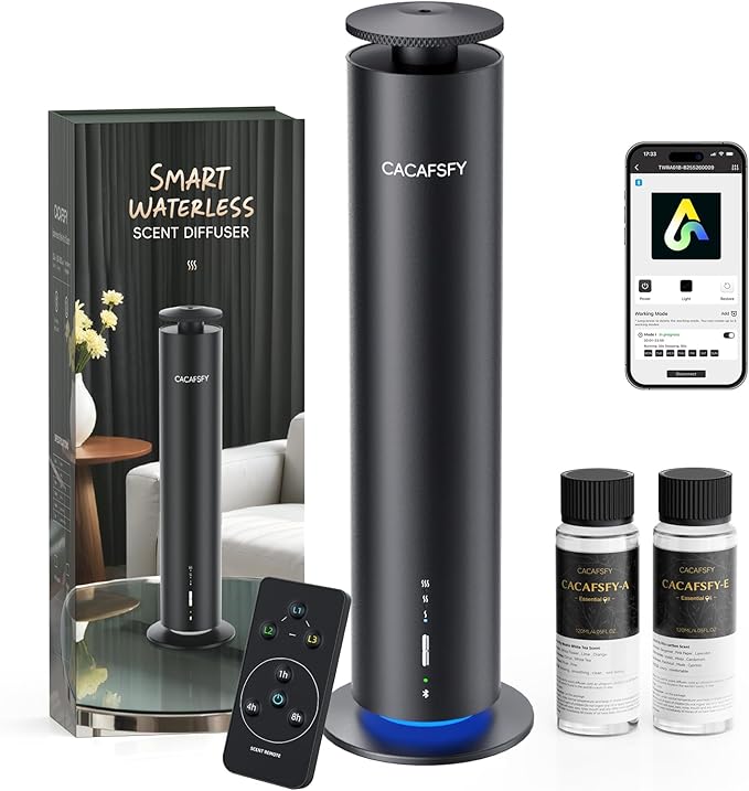 The CACAFSFY Waterless Scent Diffuser Starter Kit -Include 2x120ml Essential Oils,Suitable for Home and Hotel Series Air Diffuser, 1000 Square Inches of Coverage,Remote Control-Hotel Scent Diffuser
