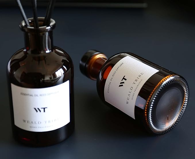 WEALD TRIBE Reed Diffuser Set for Bathroom Air Fresheners, Oil Diffuser Sticks | French Black Juniper & Cedar Scent 4.0 fl oz Home Fragrance with Sticks Defusers | House Bedroom Office Shelf Decor