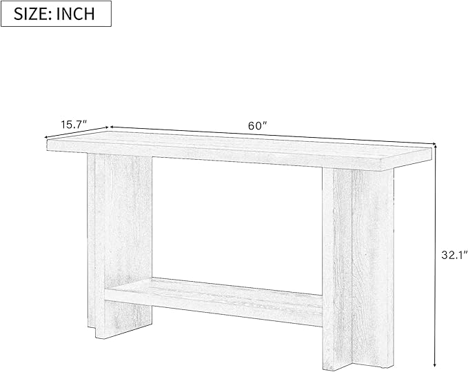 Vintage Console Table Entryway Table with T-Leg Design, Ash Wood Veneer 60'' Long Accent Table for Hallway Living Room Foyer Corridor Dinning Room (Black-2.12)