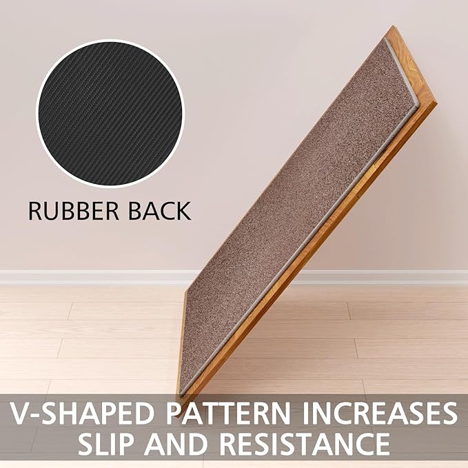 Kitchen Mat Set of 2 PCS, Cushioned Non Slip Rugs for Kitchen Floor, Absorbent Runner Comfort Standing Mats Washable for Kitchen, Office, Home (Brown-Velvet, 17.3"x47"+17.3"x30")