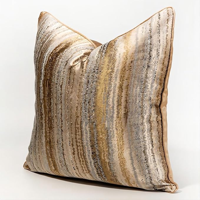 1pc polyester pillow cover multicolor geometric gilding lines pattern design luxury single-sided high-precision jacquard process with zipper living bedroom decoration 18 x 18 inches(no pillow core)