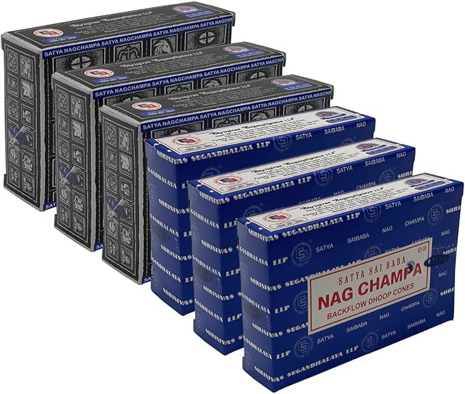 Nag Champa Super Hit Backflow Incense Cones for Waterfall Aromatic Smoke Fountain Haze Falls and Mat Bundle - Pack of 3+3