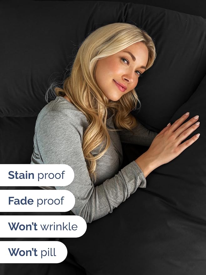 Extra Deep King Sheet Set - 6 Piece Breathable and Cooling Sheets - Hotel Luxury Bed Sheets Set - Easy & Secure Fit - Soft, Wrinkle Free and Comfy Sheets Set - Black Sheet Set with Extra Deep Pockets