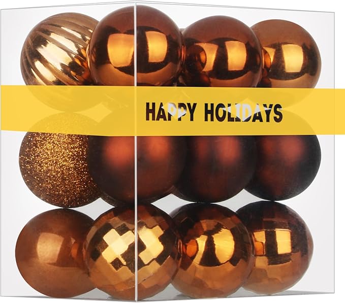 Bronze 1.6" Small Christmas Balls Christmas Tree Decoration Ornaments Shatterproof Hanging Balls for Birthday Halloween Holiday Wedding Decorations Set of 18pcs