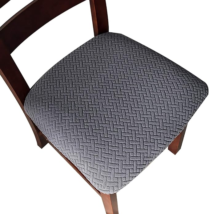Genina Seat Covers for Dining Room Chair Seat Slipcovers Kitchen Chair Covers (Dark Gray, 6 Pcs)