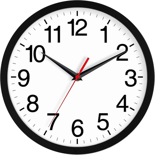 18 Inch Wall Clock, Modern Battery Operated Wall Clocks, Silent Non Ticking Large Analog Clock for Living Room, Office, Home, Bedroom, Kitchen, Bathroom(Black)