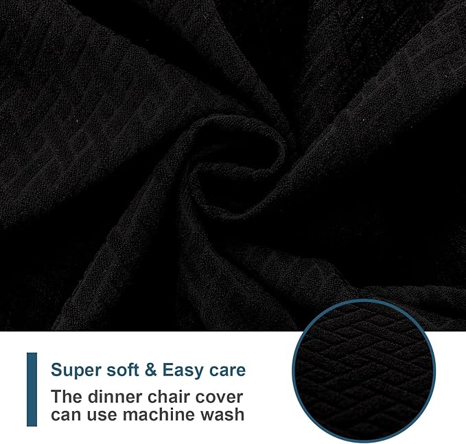 Genina Waterproof Seat Covers for Dining Room Chair Covers Waterproof Dining Chair Covers (2 PCS-Rear-gapped, Black)