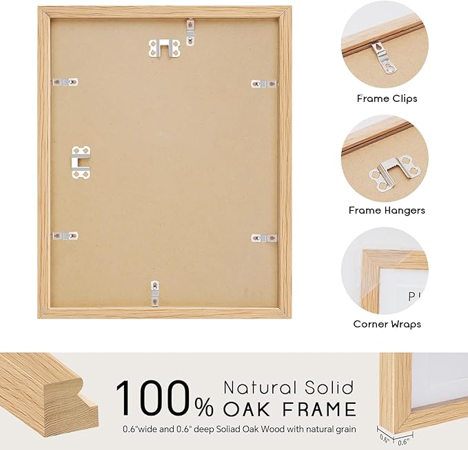 10x14 Oak Wood Picture Frame - 10"x14" Poster Frames for Wall, 10x14 Picture Frames for Wall, 10 x 14 Picture Frames, 10 x 14 Frames for Wall(3 Pack, Beige)