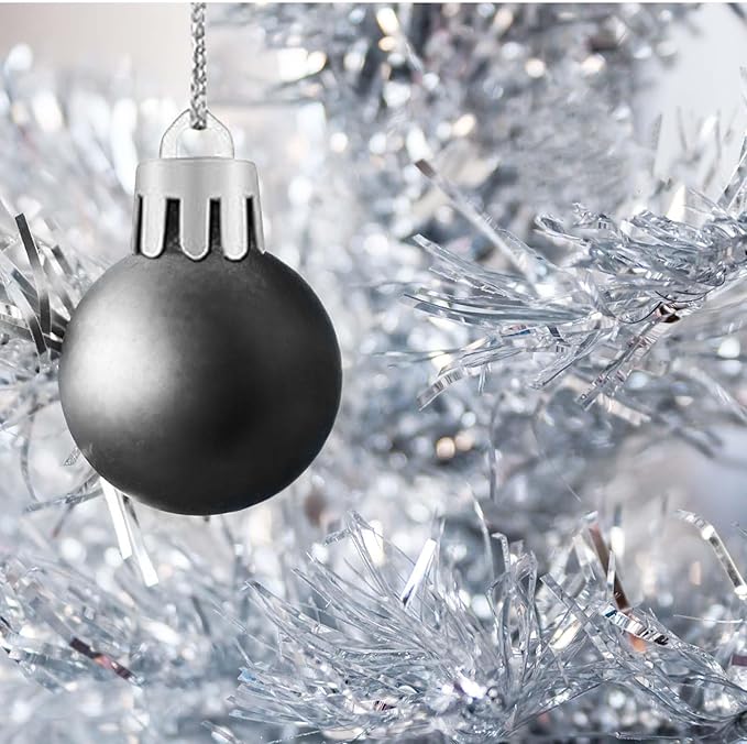 24 Count Small Black Christmas Ornaments Balls, Mini Black Ornaments for Christmas Tree, Plastic Shatterproof Valentine Tree Decorative Hanging Bulbs Ball for Xmas Outdoor Party Decorations, 1.6 inch