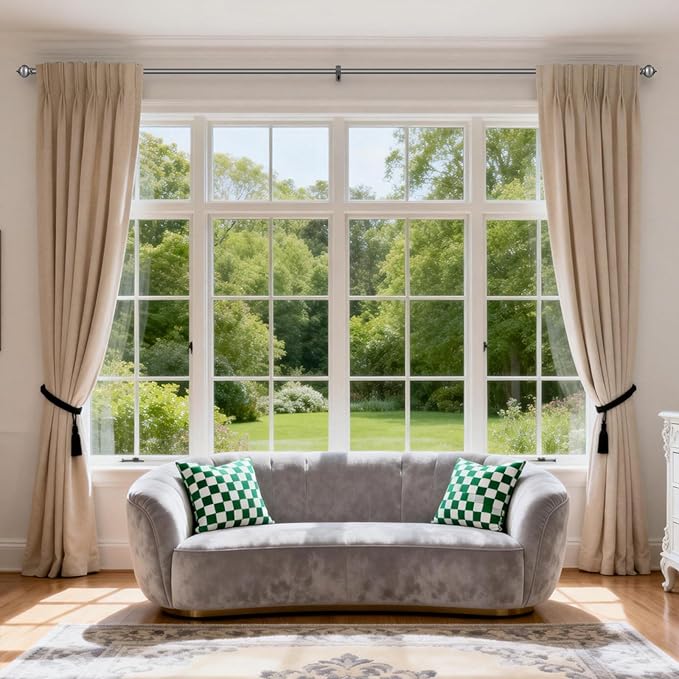 H.VERSAILTEX Curtain Rods for Windows 16.2 to 28.2 Inches 1 inch Diameter Adjustable Decorative Telescoping Curtain Rod with Brackets Heavy Duty Splicing Window Rods with Decorative Finials, Dark Grey