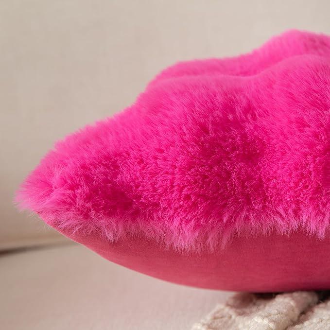 Yaertun Pack of 2 Hot Pink Thick Soft Wool Decorative Throw Pillow Covers 26x26 Inch Faux Fur Plush Fluffy Cushion Covers for Sofa Couch Bedroom