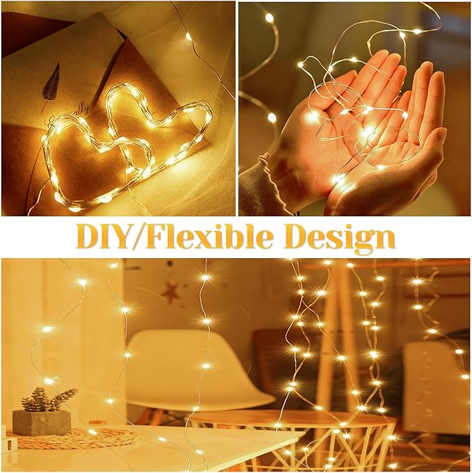 2Pack-400LED 134FT Fairy Lights Battery Operated with Remote，Waterproof String Lights for Indoor & Outdoor,8 Modes Christmas Lights for Christmas Tree,Bedroom, Party,Wedding Decor