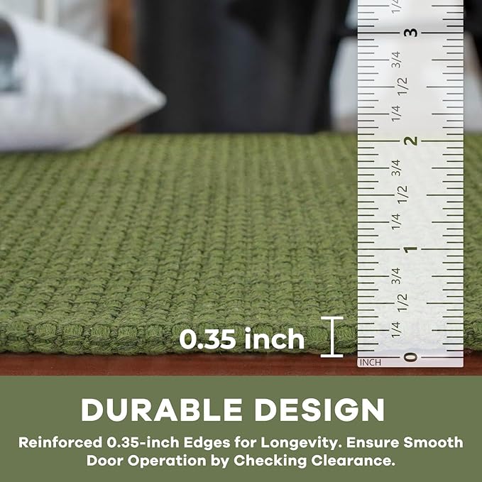 KOZYFLY Runners for Hallways 2x8 ft Washable Kitchen Runner Non Slip Rubber Backed Hall Runners Cotton Entryway Runner Rugs Floor Carpet for Indoor Backdoor Bedroom Kitchen, Bright Green/Earthy Green