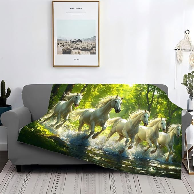 Tijuboni Horses Throw Blanket Horse Gifts for Girls Boys Women Men Kids Adults Soft Flannel Fleece Blanket for Couch Sofa Bed Home Decor 50"x60"