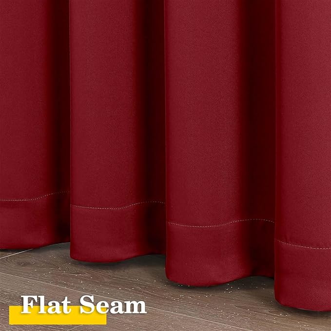 Red Blackout Curtains for Bedroom Living Room 96 Inches Long 2 Panels, Soft Solid Room Darkening Thermal Insulated Window Treatments, Modern Rod Pocket Curtain, Red, Each 40" Wx96 L