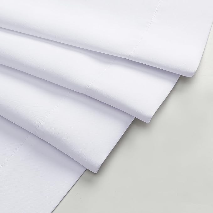 White Kitchen Curtains 36 Inch Length 2 Panels Set, Soft Solid Light Filtering Thermal Insulated Small Window Cafe Curtains for Bedroom Bathroom Living Room Basement, White, Each 40" Wx36 L