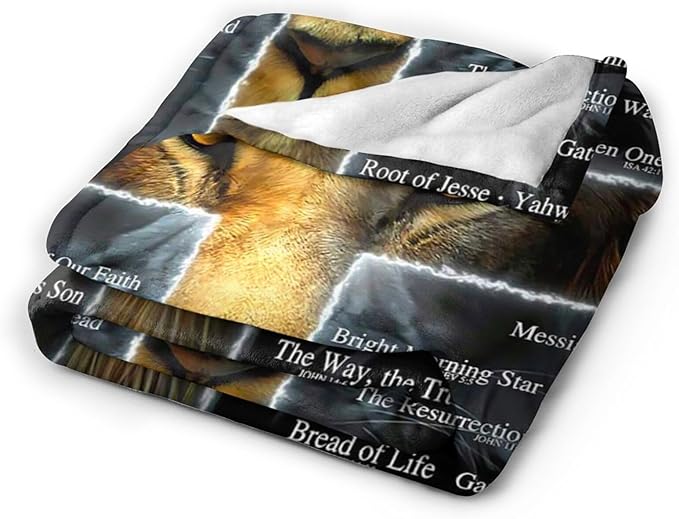 Tijuboni Christian Lion Throw Blanket Religious Gifts for Women Men Girls Boys Kids Adults Soft Flannel Fleece Blanket for Couch Sofa Bed Home Decor 60"x80"