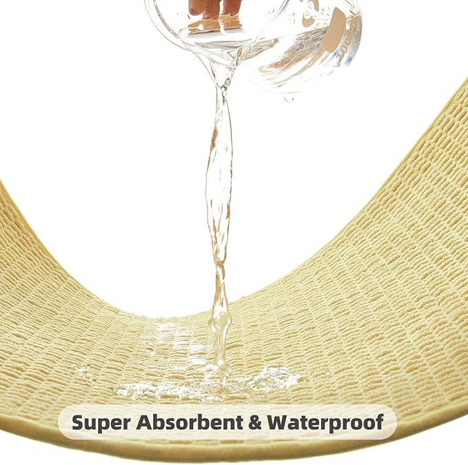 Bathroom Rugs Non Slip Washable, Super Absorbent Thin Bath Mat Small Quick Dry Low Pile Bathroom Rug, Yellow 16"x24"