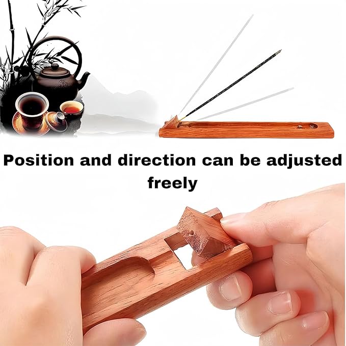 2 Packs Wood Incense Holder for Sticks with Adjustable Angle, Incense Stick Holder with Ash Catcher,Stick Incense Burner,9.8 Inches
