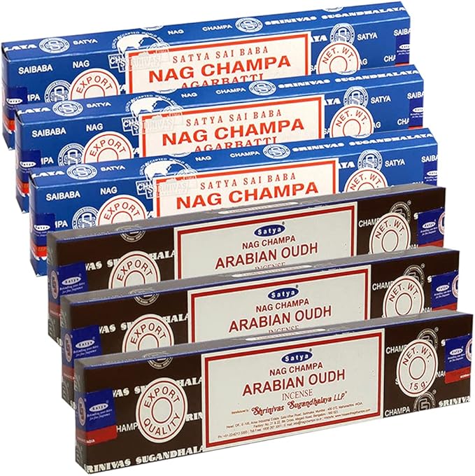 Nag Champa Oud Incense Sticks & Holder Bundle Variety Pack from House of Satya Incense Sticks and Trumiri