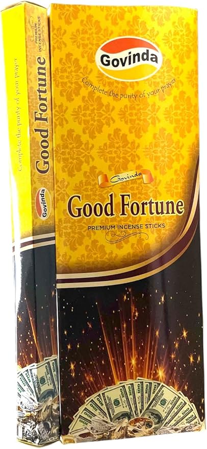Govinda Premium Incense - 120 Sticks, Masala Coated (Good Fortune)