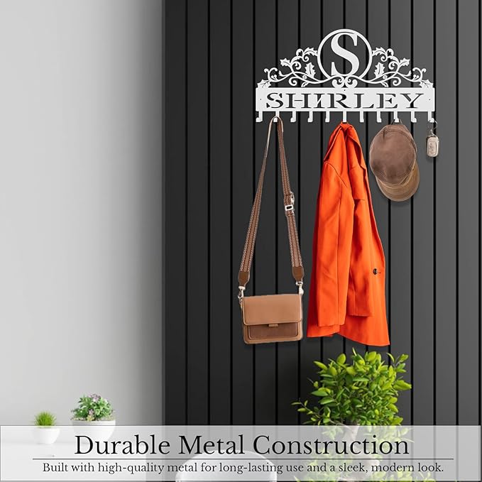 Personalized Metal Key Rack Hooks, Key Holder Wall Mounted Key Hooks, Name Background Letter Theme Wall Decoration Hooks, Key Hanger Organizer for Living Room, Entryway, Bathroom, Office Decor