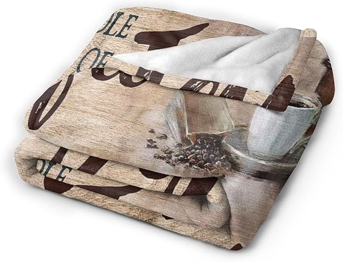 Tijuboni Christian Coffee Throw Blanket Religious Faith Gifts for Women Men Girls Boys Kids Adults Soft Flannel Fleece Blanket for Couch Sofa Bed Home Decor 60"x80"
