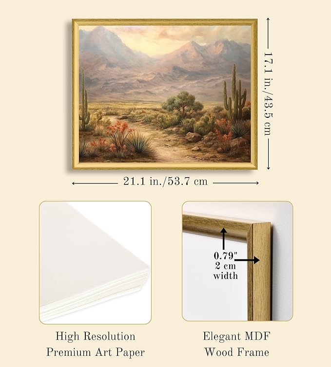 Art Shoppe Framed Print Wall Art, Vintage Wall Décor for Living Room, Bedroom, Office, High-Resolution Image on Premium Art Paper, 3/4" Frame with Plexiglass Front, Ready to Hang, 17"x21"
