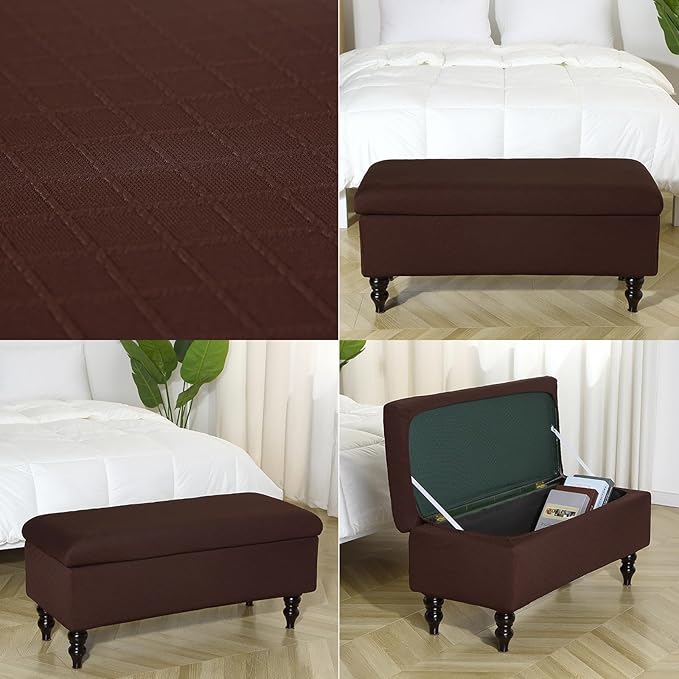 FUANGUI Ottoman Cover Stretch Storage Ottoman Bench Slipcover Printed Folding Storage Bench Ottoman Cover Footrest Stool Slipcover Footstool Protector Cover with Elastic Bottom,Medium