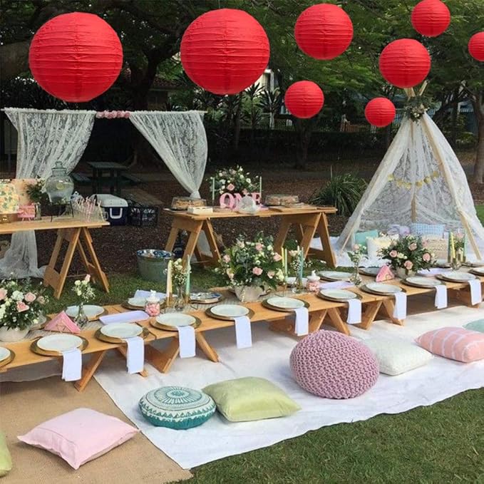 BEISHIDA 6-Inch Red Round Paper Lanterns Decorative Hanging Asia Chinese Japanese Paper Lanterns Lamp for Birthday Wedding Valentine's Day Anniversary Baby Shower Christmas Party Decoration（6 Packs）