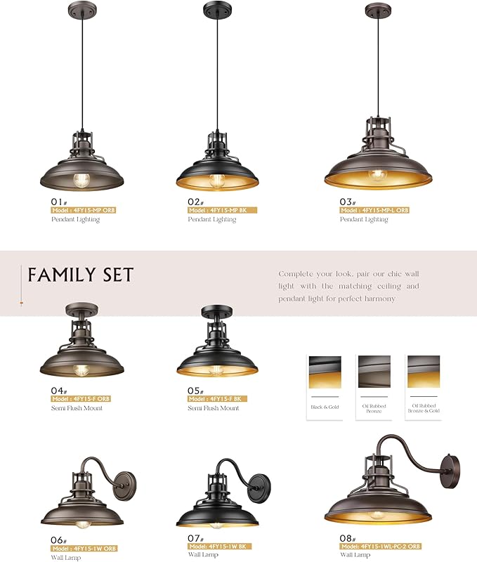 FEMILA 12" Modern Pendant Lights Kitchen Island, Black Pendant Light Fixtures for Foyer Cafe Kitchen, Adjustable Height, 2 Pack, 4FY15-MP-2PK BK-1