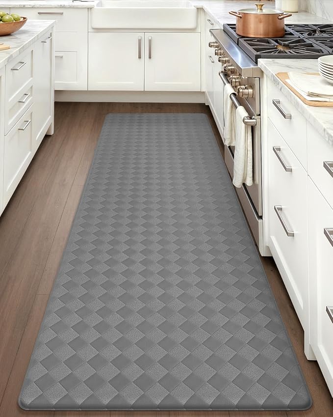 Color&Geometry Anti Fatigue Cushioned Kitchen Floor Mats,24"X59",Long Runner Rug Non Slip Waterproof,Memory Foam Padded Standing Mat for Front Sink,Grey