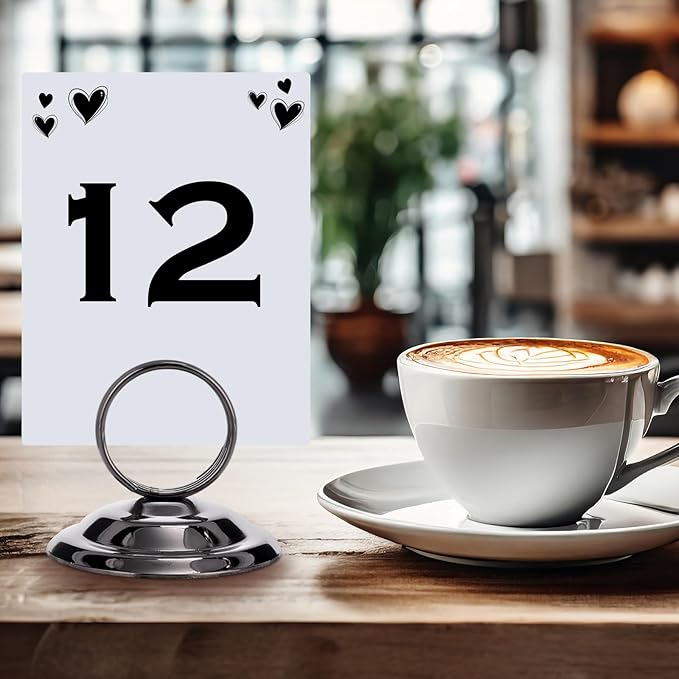 24 Pcs Table Number Holders-Metal Place Card Holders Table Number Stands Tabletop Sign Stands for Photos, Menu, Memo, Notes, Wedding, Restaurant, Banquet, Birthday(Gunmetal Grey)