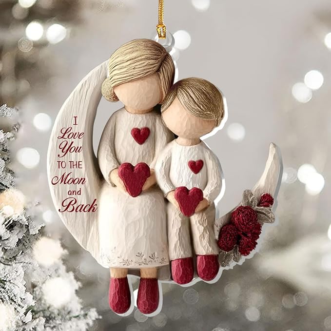 Jesuspirit Grandma & Grandchild Christmas Ornament – Grandma and Me, Acrylic Ornament for Grandmother, First 2025 (I Love You to The Moon and Back)