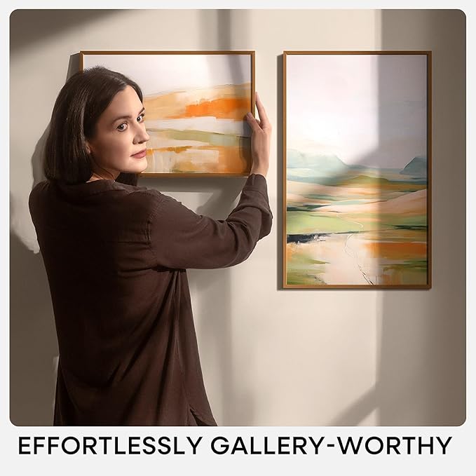 Homeforia Picture 16x20 Bronze Frame, High End Metal 16x20 Brass Poster Frames with Mat 11x14 for Photo, 16 x 20 Frame Matted to 11 by 14 Print, 20x16 Hanging Frames, Tempered Glass, Wall Kit, Set of 2
