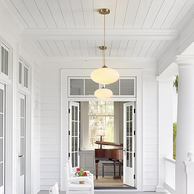 Vintage Antique Brass Pendant Lights Kitchen Island Large Milk Glass Pendant Light White Globe Hanging Light Fixture Mid Century Modern Pendant Lighting