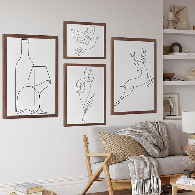 puthiac 16x24 Walnut Oak Wood Picture Frame - Minimalist 16x24 Poster Frame, 16"x24" Frame Wood, Natural Solid Wooden Picture Frames for Wall Art Photo and Prints (1 Pack, Walnut)