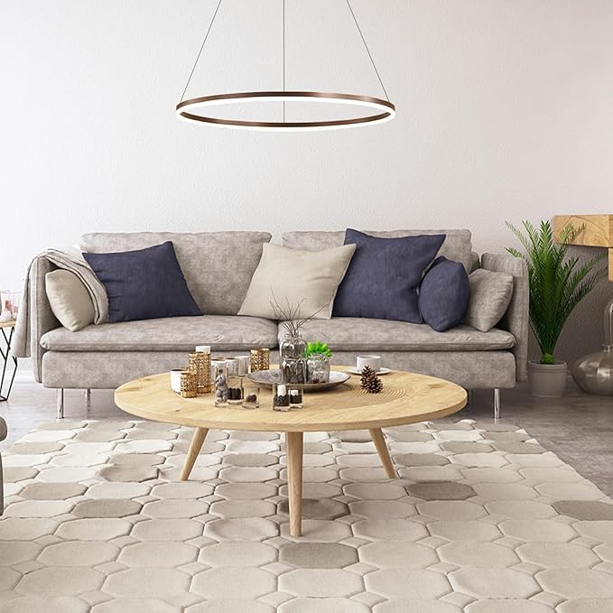 LightInTheBox Modern LED Ring Chandelier, 31.5" Halo Pendant Light Fixture Circle Minimalist Dimmable Hanging Light Metal Acrylic for Living Room Dinning Room Bedroom (Coffee)
